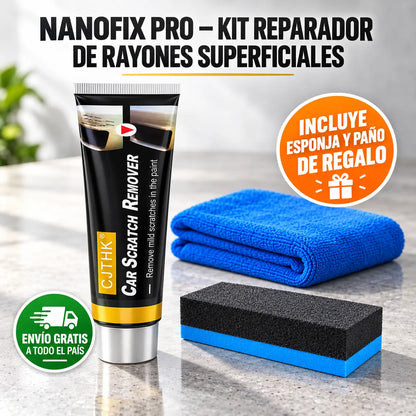 NanoFix Pro - Kit Reparador de Rayones para Auto | Pasta de Pulir + Esponja + Paño de Microfibra