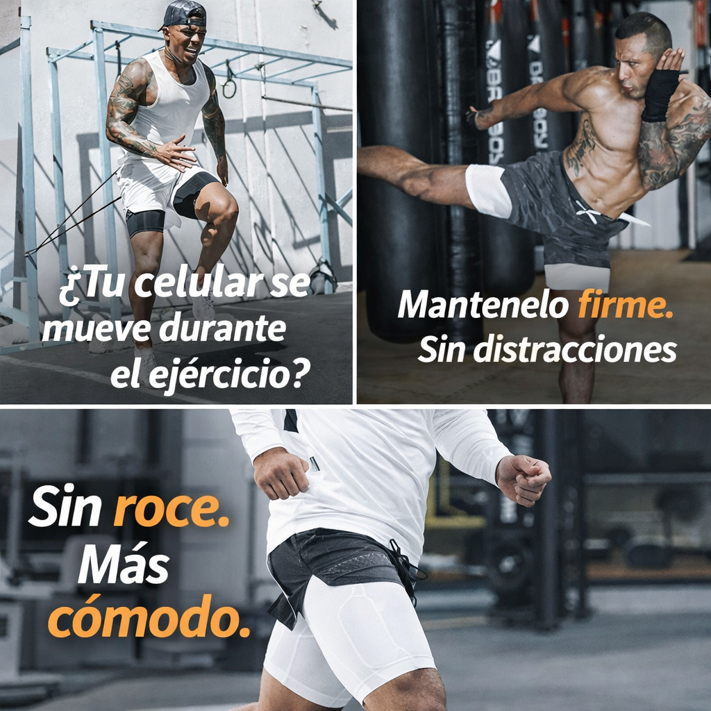 GripFlow — Short Deportivo Hombre con Licra Interior y Bolsillo Seguro para Celular