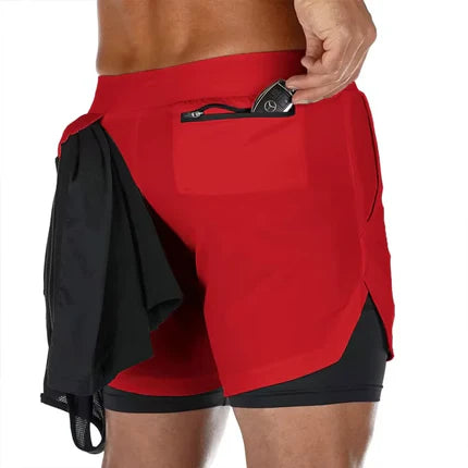 GripFlow — Short Deportivo Hombre con Licra Interior y Bolsillo Seguro para Celular