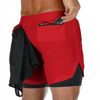 GripFlow — Short Deportivo Hombre con Licra Interior y Bolsillo Seguro para Celular