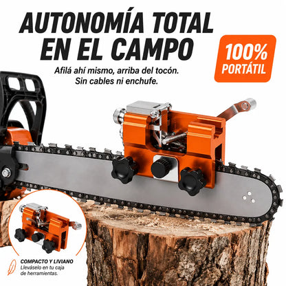 Sharp Pro - Afilador de Cadenas de Motosierra Portátil con Guía de Precisión + 3 Limas de Repuesto