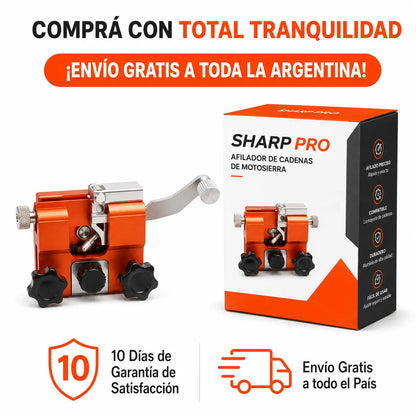 Sharp Pro - Afilador de Cadenas de Motosierra Portátil con Guía de Precisión + 3 Limas de Repuesto
