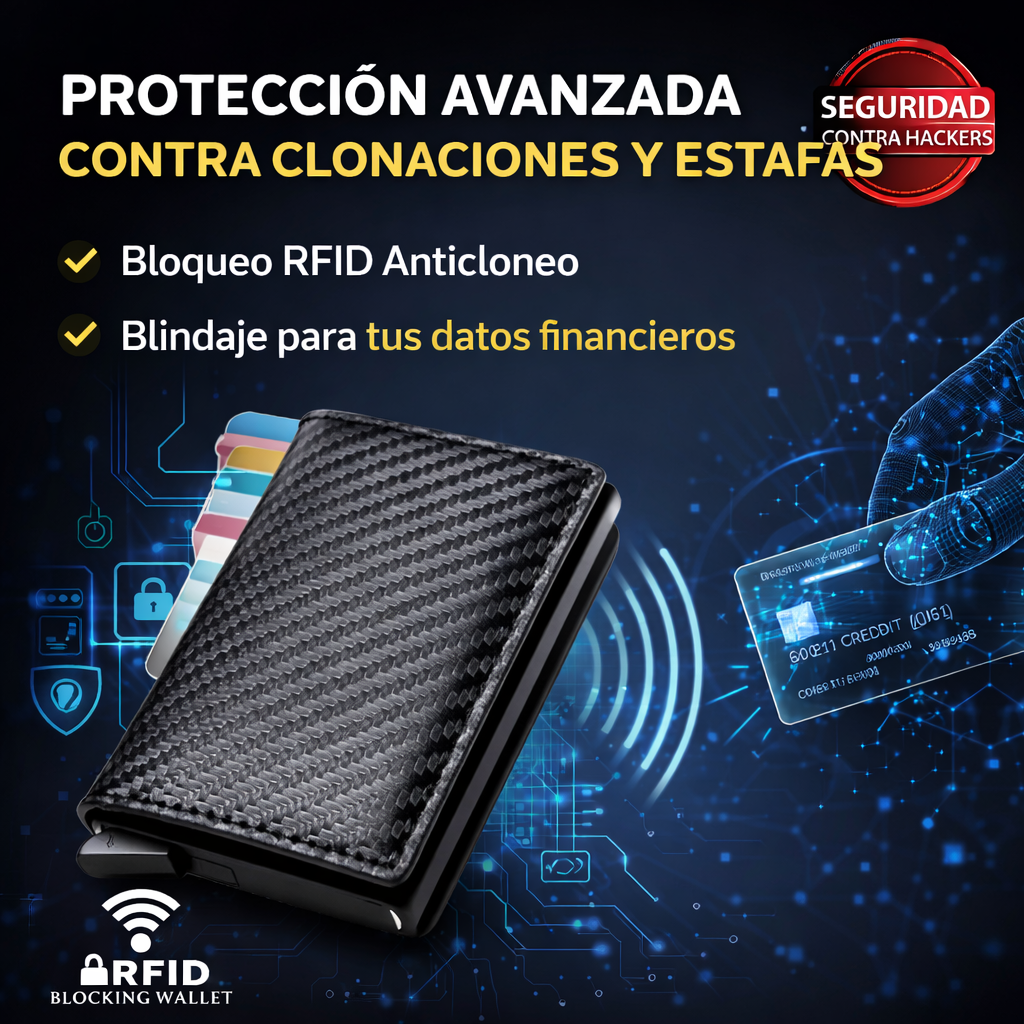 Billetera Automática Slim con Protección RFID y Eyectora de Tarjetas - Axis Bold