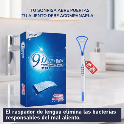 Tiras Blanqueadoras Dentales ClearBite + Raspador Lingual Exclusivo