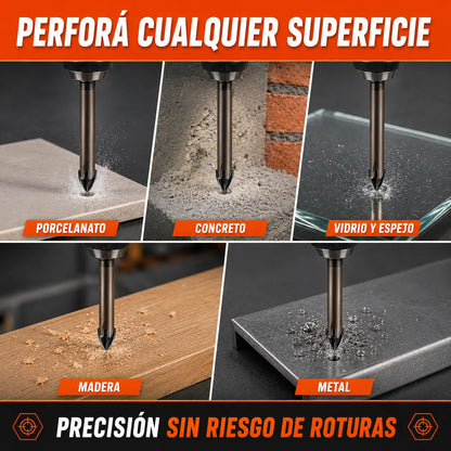 TitanBit Brocas Universales para Vidrio, Metal, Madera, Concreto y Más [Pagás 3 y Llevás 7]