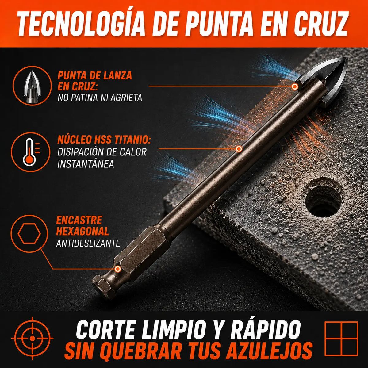 TitanBit Brocas Universales para Vidrio, Metal, Madera, Concreto y Más [Pagás 3 y Llevás 7]