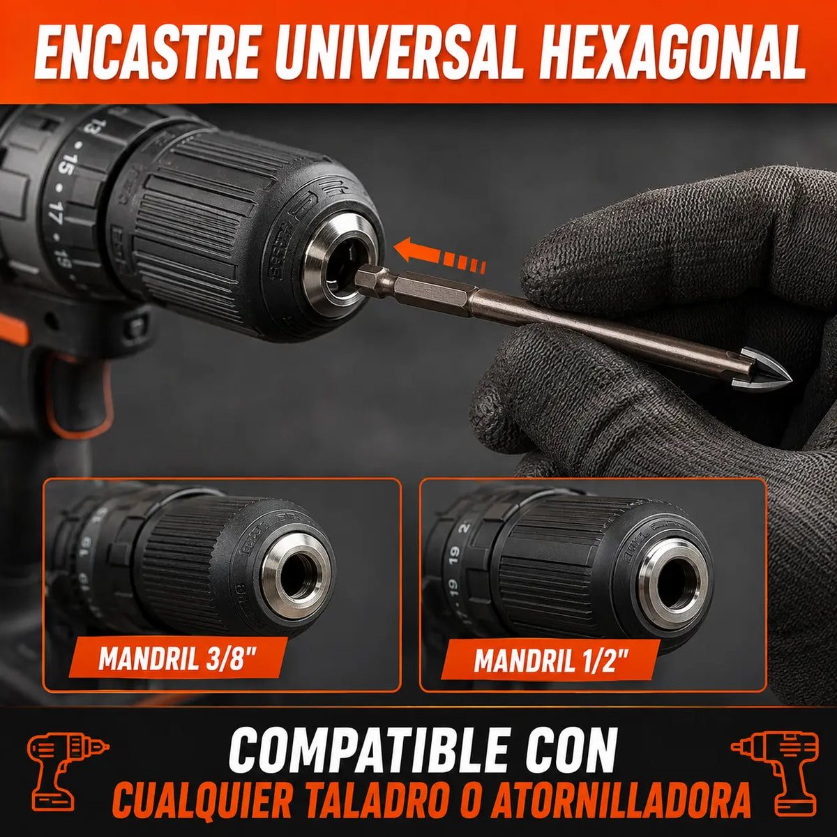 TitanBit Brocas Universales para Vidrio, Metal, Madera, Concreto y Más [Pagás 3 y Llevás 7]
