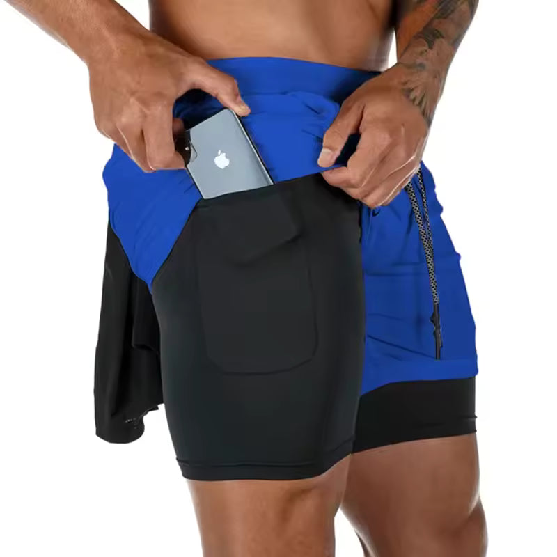 GripFlow — Short Deportivo Hombre con Licra Interior y Bolsillo Seguro para Celular