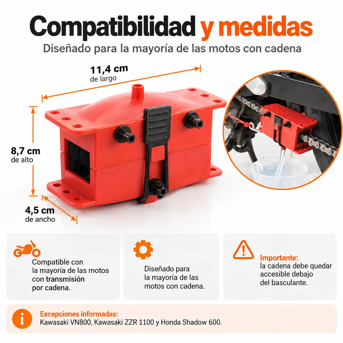 CleanRide - Kit Profesional 360° de Limpieza para Cadena de Moto