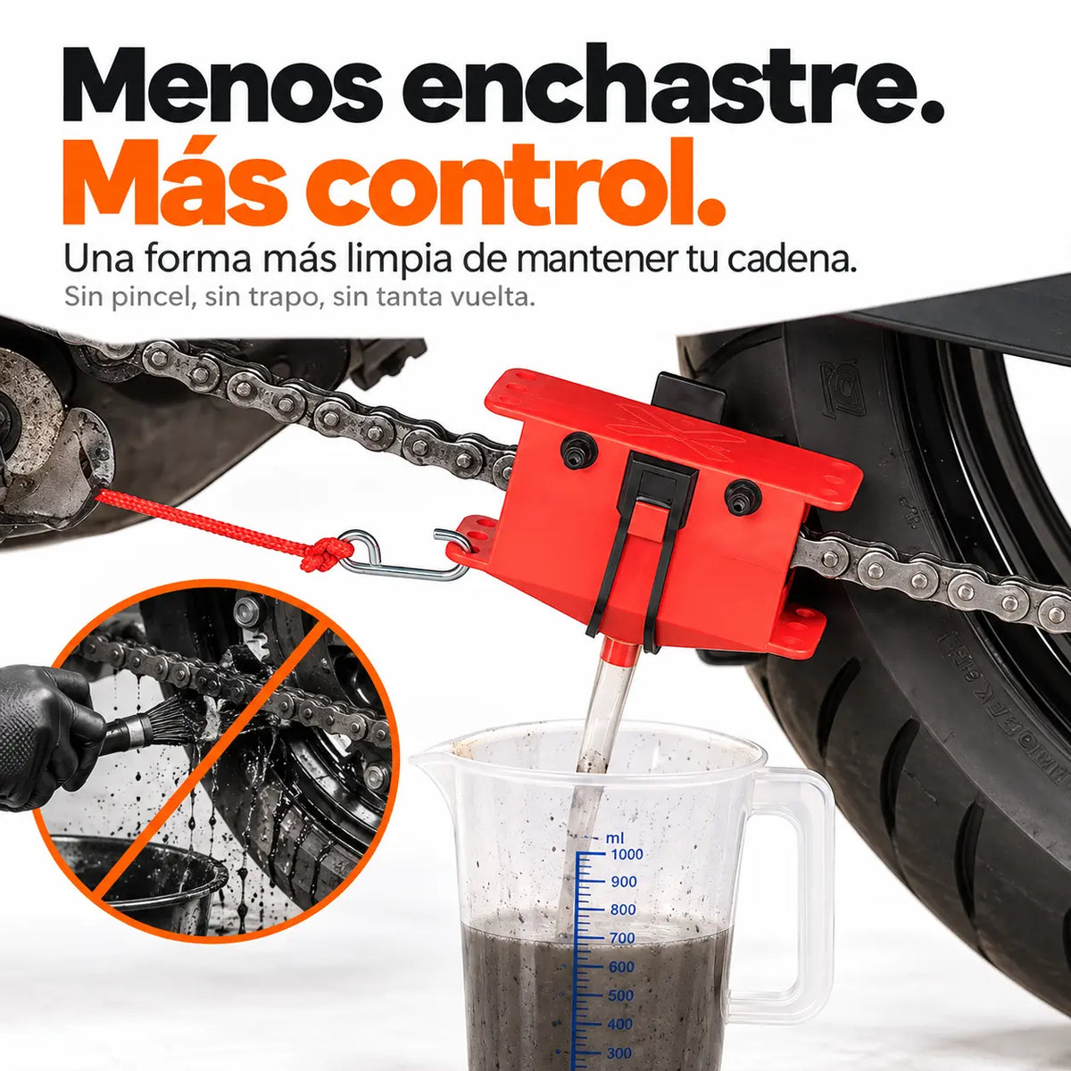 CleanRide - Kit Profesional 360° de Limpieza para Cadena de Moto