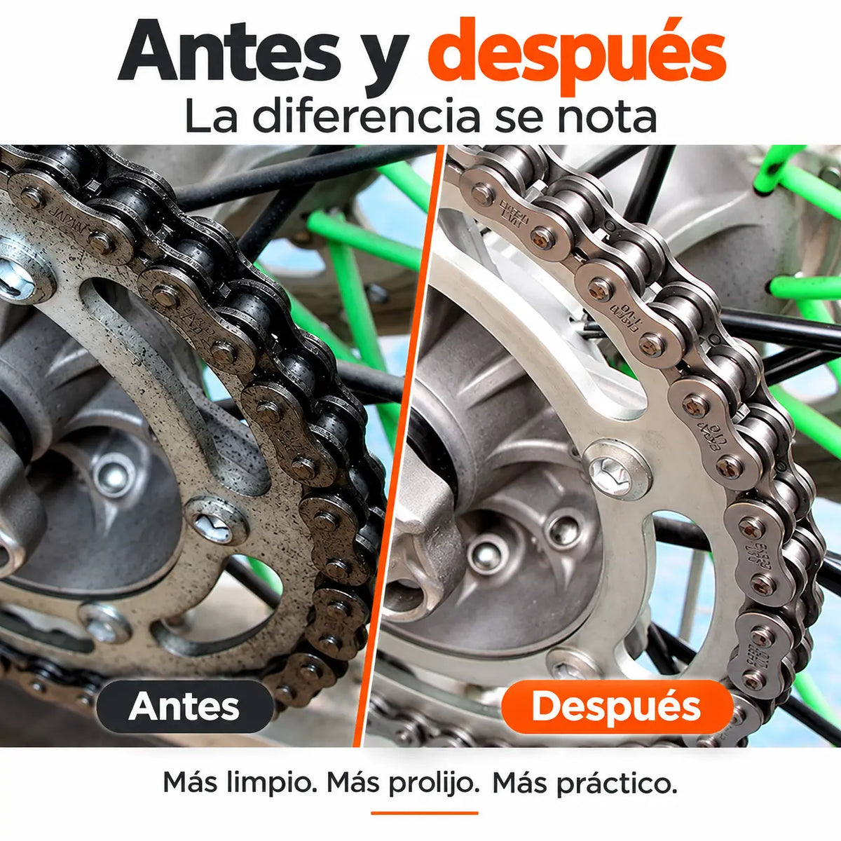 CleanRide - Kit Profesional 360° de Limpieza para Cadena de Moto