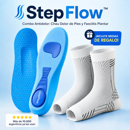 StepFlow - Plantillas Ortopédicas Antidolor y Fasciitis Plantar + Medias de Compresión de Regalo