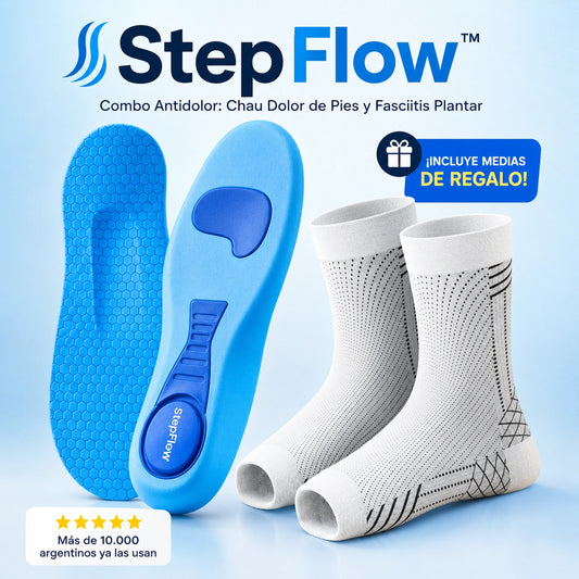 StepFlow - Plantillas Ortopédicas Antidolor y Fasciitis Plantar + Medias de Compresión de Regalo