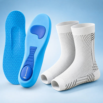 StepFlow - Plantillas Ortopédicas Antidolor y Fasciitis Plantar + Medias de Compresión de Regalo