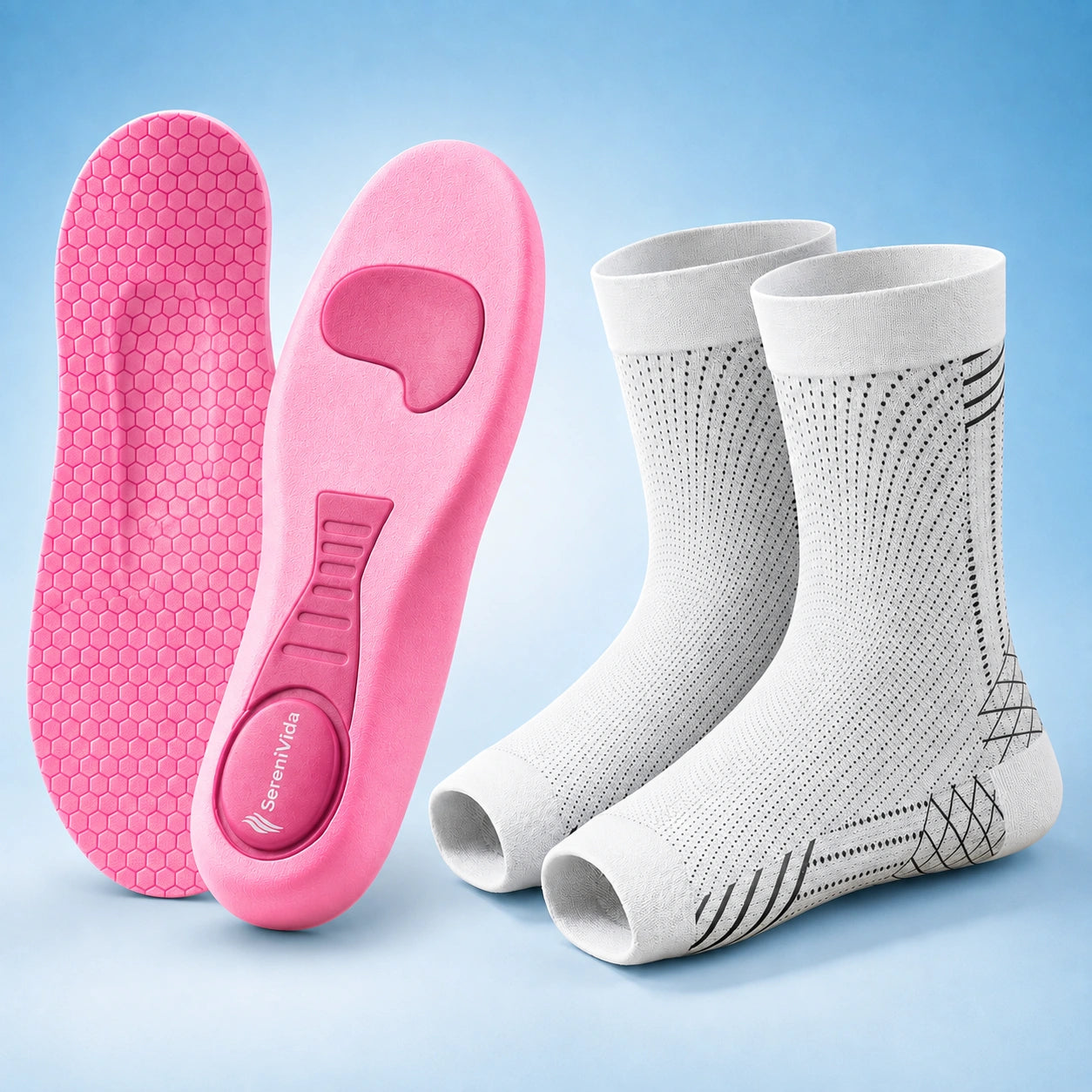 StepFlow - Plantillas Ortopédicas Antidolor y Fasciitis Plantar + Medias de Compresión de Regalo