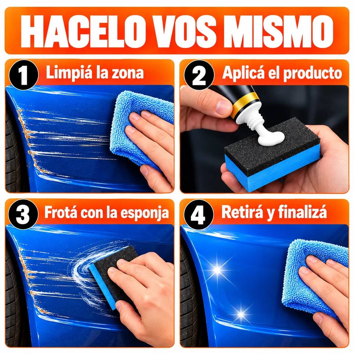 NanoFix Pro - Kit Reparador de Rayones para Auto | Pasta de Pulir + Esponja + Paño de Microfibra