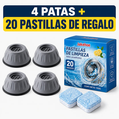 Kit de Patas Antivibratorias Antideslizantes EcoFix Pro + 20 Pastillas Limpiadoras de Regalo
