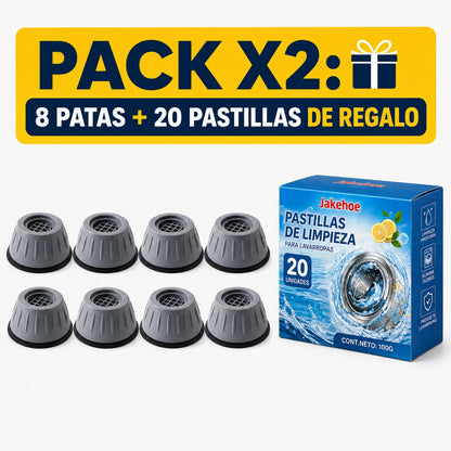 Kit de Patas Antivibratorias Antideslizantes EcoFix Pro + 20 Pastillas Limpiadoras de Regalo