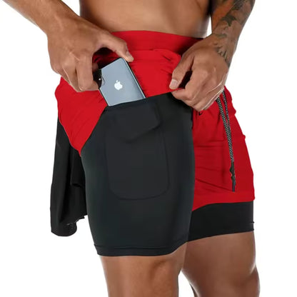 GripFlow — Short Deportivo Hombre con Licra Interior y Bolsillo Seguro para Celular